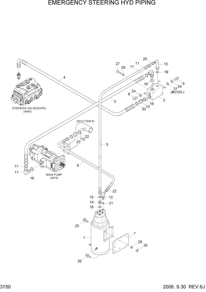 Схема запчастей Hyundai HL760-7A - PAGE 3150 EMERGENCY STEERING HYD PIPING ГИДРАВЛИЧЕСКАЯ СИСТЕМА