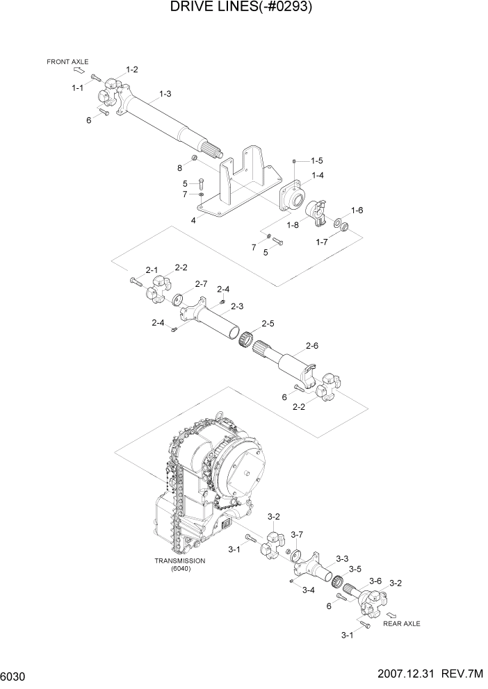 Схема запчастей Hyundai HL760-7A - PAGE 6030 DRIVE LINES(-#0293) СИЛОВАЯ СИСТЕМА