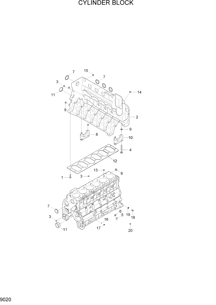 Схема запчастей Hyundai HL760-7A - PAGE 9020 CYLINDER BLOCK ДВИГАТЕЛЬ БАЗА