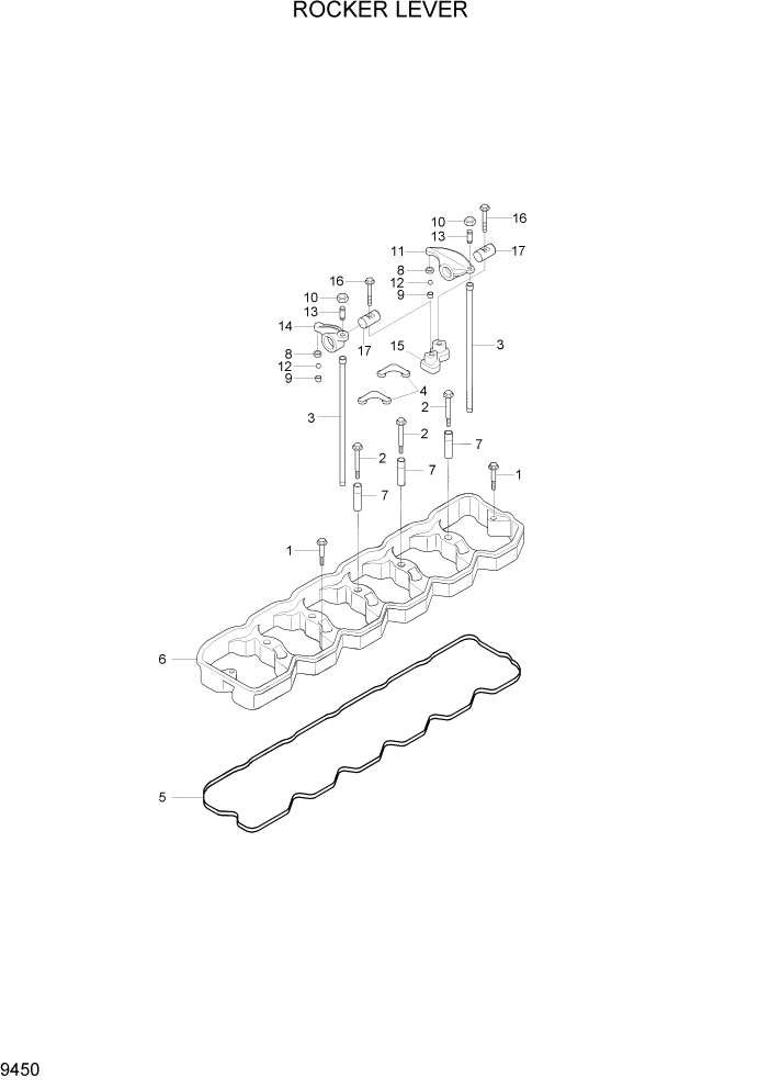 Схема запчастей Hyundai HL760-7A - PAGE 9450 ROCKER LEVER ДВИГАТЕЛЬ БАЗА