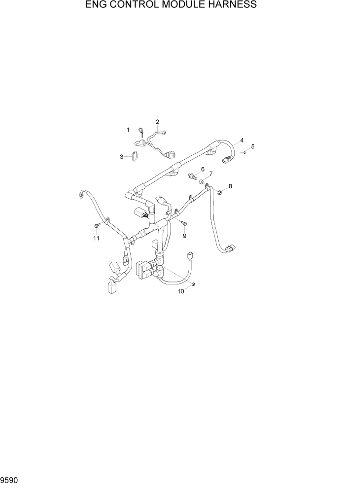 Схема запчастей Hyundai HL760-7A - PAGE 9590 ENG CONTROL MODULE HARNESS ДВИГАТЕЛЬ БАЗА
