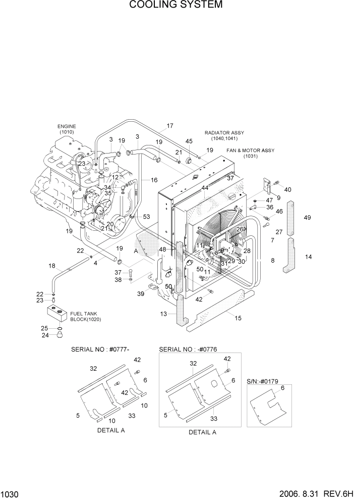 Схема запчастей Hyundai HL770-7 - PAGE 1030 COOLING SYSTEM СИСТЕМА ДВИГАТЕЛЯ