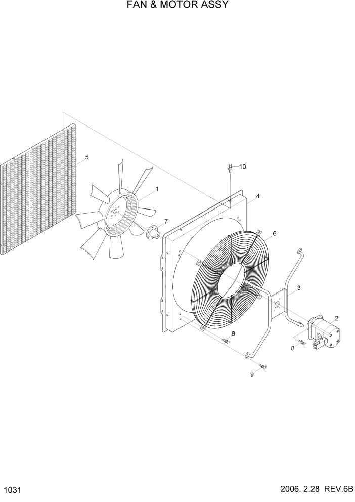 Схема запчастей Hyundai HL770-7 - PAGE 1031 FAN & MOTOR ASSY СИСТЕМА ДВИГАТЕЛЯ