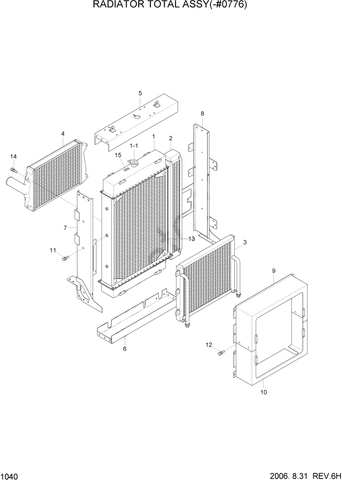 Схема запчастей Hyundai HL770-7 - PAGE 1040 RADIATOR TOTAL ASSY(-#0776) СИСТЕМА ДВИГАТЕЛЯ