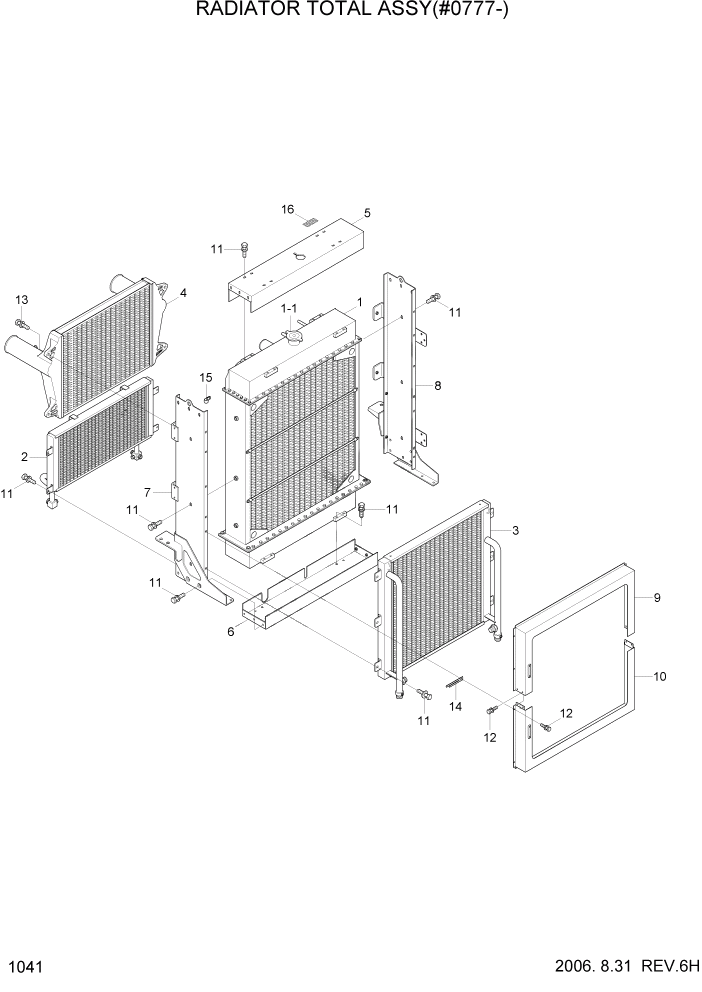 Схема запчастей Hyundai HL770-7 - PAGE 1041 RADIATOR TOTAL ASSY(#0777-) СИСТЕМА ДВИГАТЕЛЯ