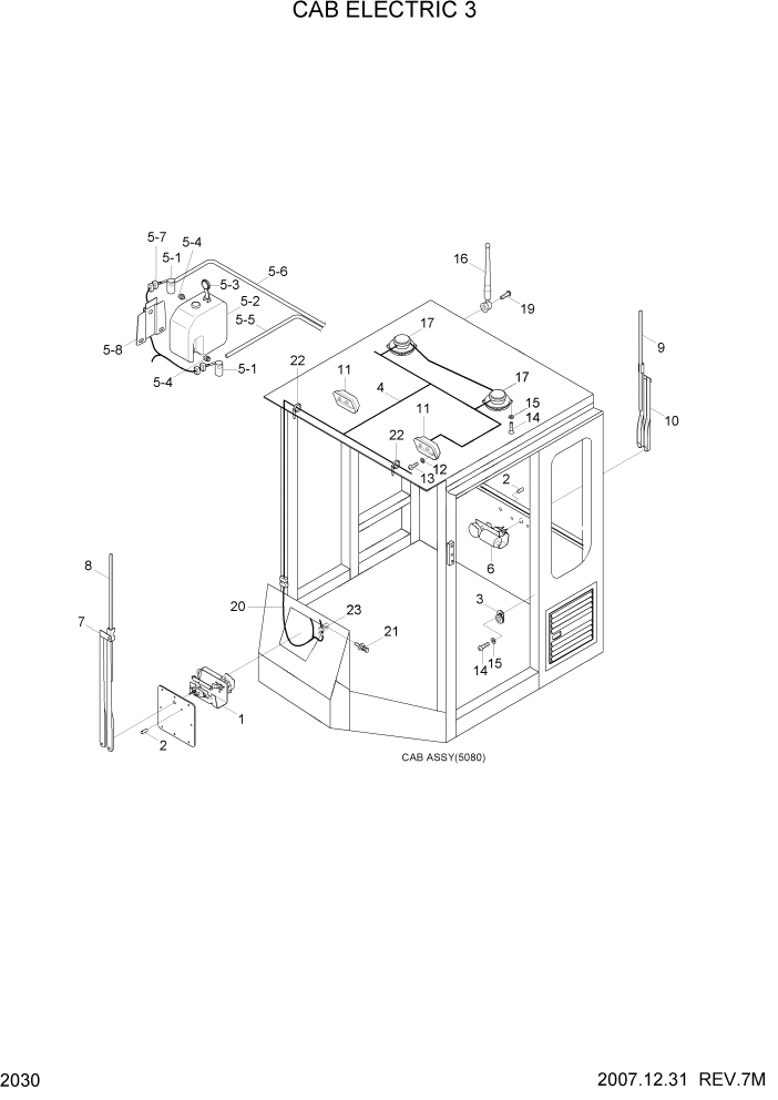 Схема запчастей Hyundai HL770-7 - PAGE 2030 CAB ELECTRIC 3 ЭЛЕКТРИЧЕСКАЯ СИСТЕМА