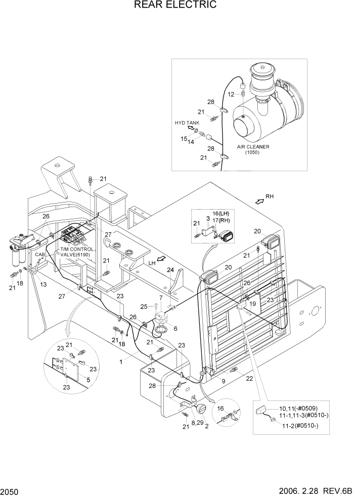 Схема запчастей Hyundai HL770-7 - PAGE 2050 REAR ELECTRIC ЭЛЕКТРИЧЕСКАЯ СИСТЕМА