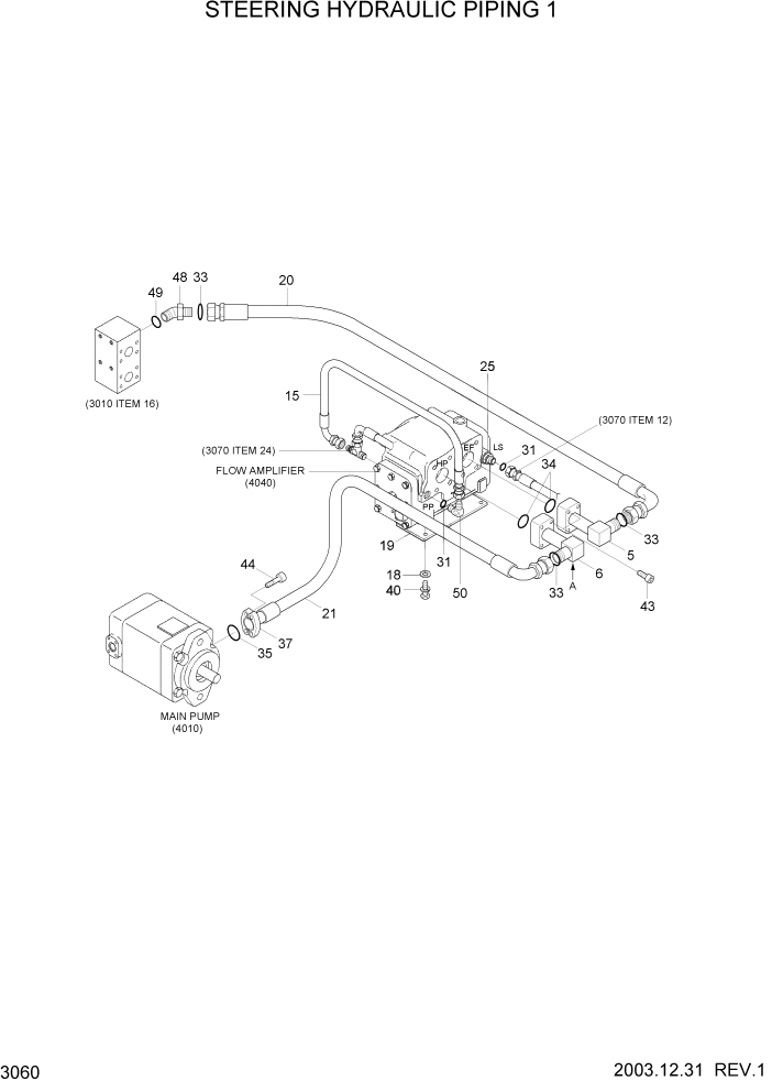 Схема запчастей Hyundai HL770-7 - PAGE 3060 STEERING HYDRAULIC PIPING 1 ГИДРАВЛИЧЕСКАЯ СИСТЕМА