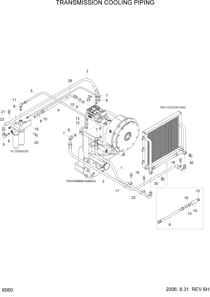 Схема запчастей Hyundai HL770-7 - PAGE 6060 TRANSMISSION COOLING PIPING СИЛОВАЯ СИСТЕМА