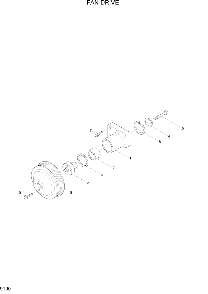 Схема запчастей Hyundai HL770-7 - PAGE 9100 FAN DRIVE ДВИГАТЕЛЬ БАЗА