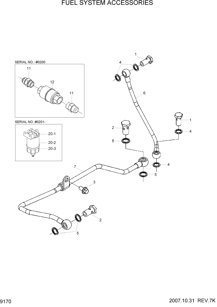 Схема запчастей Hyundai HL770-7 - PAGE 9170 FUEL SYSTEM ACCESSORIES ДВИГАТЕЛЬ БАЗА