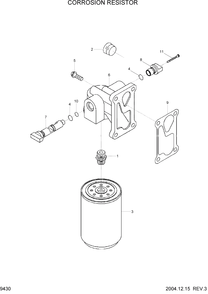 Схема запчастей Hyundai HL770-7 - PAGE 9430 CORROSION RESISTOR ДВИГАТЕЛЬ БАЗА