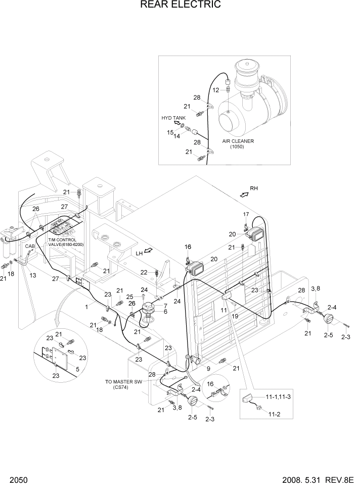 Схема запчастей Hyundai HL770-7A - PAGE 2050 REAR ELECTRIC ЭЛЕКТРИЧЕСКАЯ СИСТЕМА