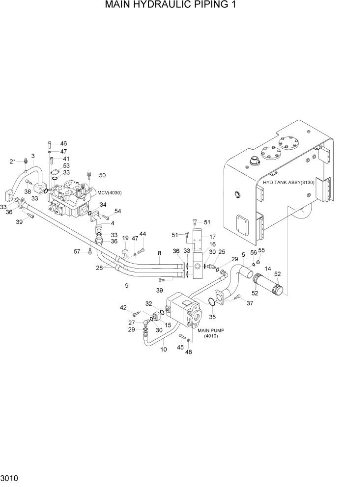 Схема запчастей Hyundai HL770-7A - PAGE 3010 MAIN HYDRAULIC PIPING 1 ГИДРАВЛИЧЕСКАЯ СИСТЕМА