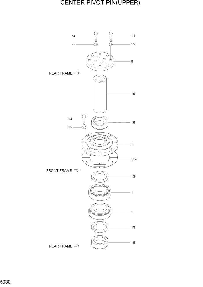 Схема запчастей Hyundai HL770-7A - PAGE 5030 CENTER PIVOT PIN(UPPER) СТРУКТУРА