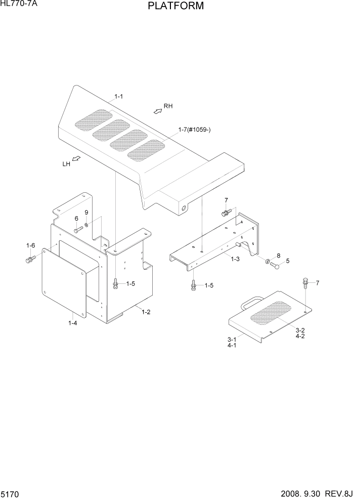 Схема запчастей Hyundai HL770-7A - PAGE 5170 PLATFORM СТРУКТУРА