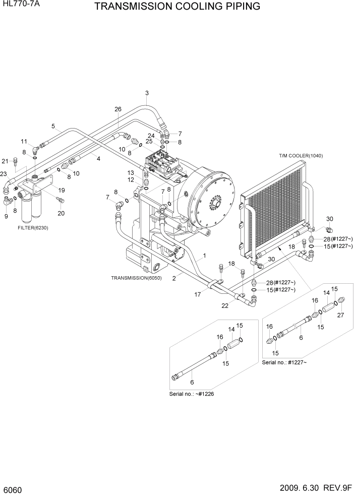 Схема запчастей Hyundai HL770-7A - PAGE 6060 TRANSMISSION COOLING PIPING СИЛОВАЯ СИСТЕМА