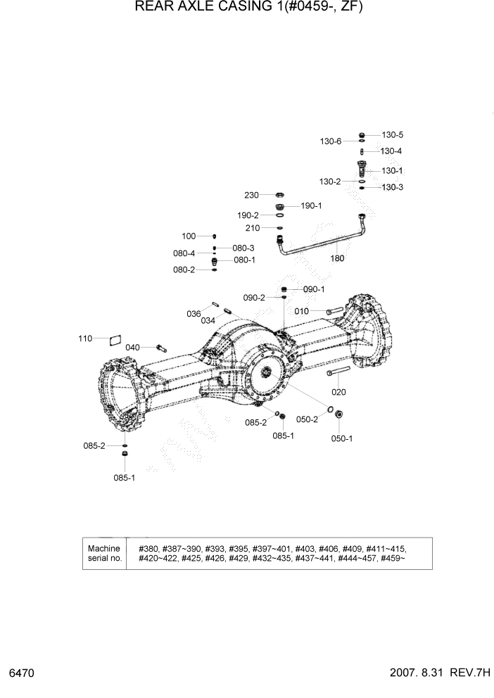 Схема запчастей Hyundai HL770-7A - PAGE 6470 REAR AXLE CASING 1(#0459-, ZF) СИЛОВАЯ СИСТЕМА