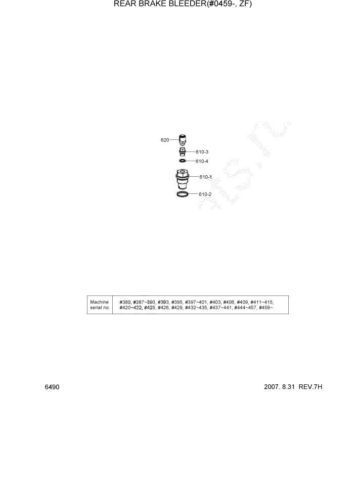 Схема запчастей Hyundai HL770-7A - PAGE 6490 REAR BRAKE BLEEDER(#0459-, ZF) СИЛОВАЯ СИСТЕМА