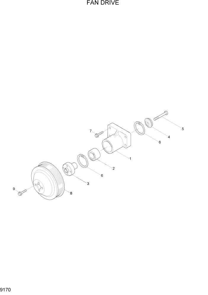 Схема запчастей Hyundai HL770-7A - PAGE 9170 FAN DRIVE ДВИГАТЕЛЬ БАЗА