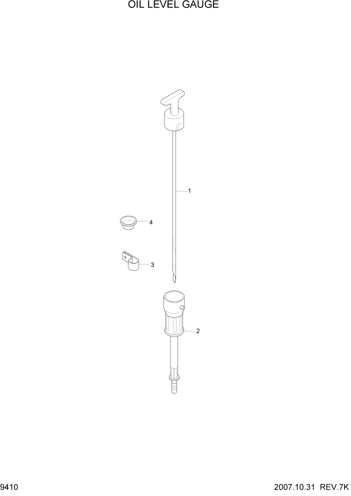 Схема запчастей Hyundai HL770-7A - PAGE 9410 OIL LEVEL GAUGE ДВИГАТЕЛЬ БАЗА