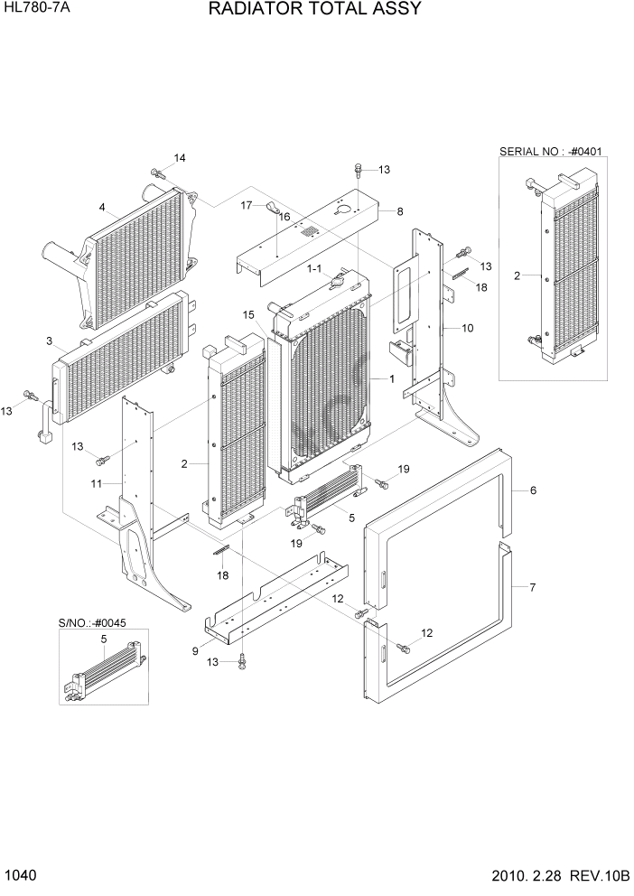 Схема запчастей Hyundai HL780-7A - PAGE 1040 RADIATOR TOTAL ASSY СИСТЕМА ДВИГАТЕЛЯ