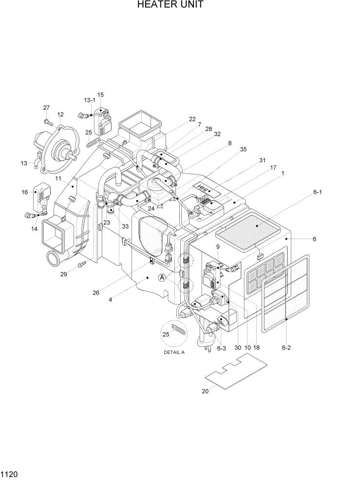 Схема запчастей Hyundai HL780-7A - PAGE 1120 HEATER UNIT СИСТЕМА ДВИГАТЕЛЯ