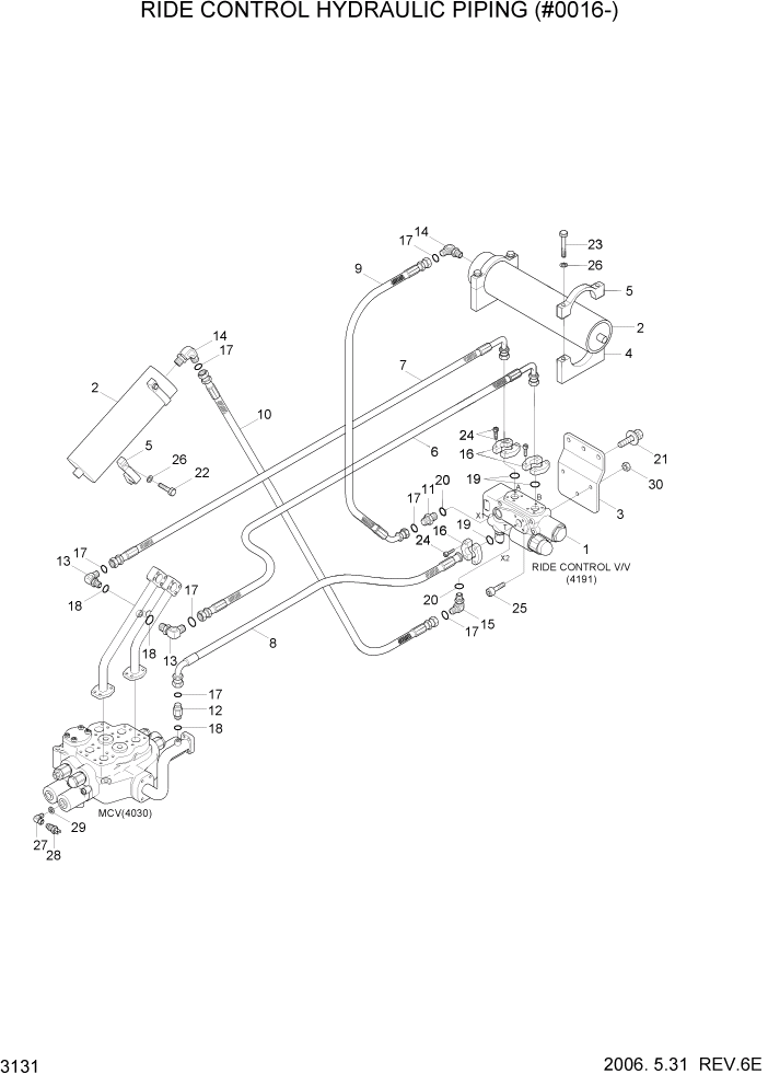 Схема запчастей Hyundai HL780-7A - PAGE 3131 RIDE CONTROL HYDRAULIC PIPING(#0016-) ГИДРАВЛИЧЕСКАЯ СИСТЕМА