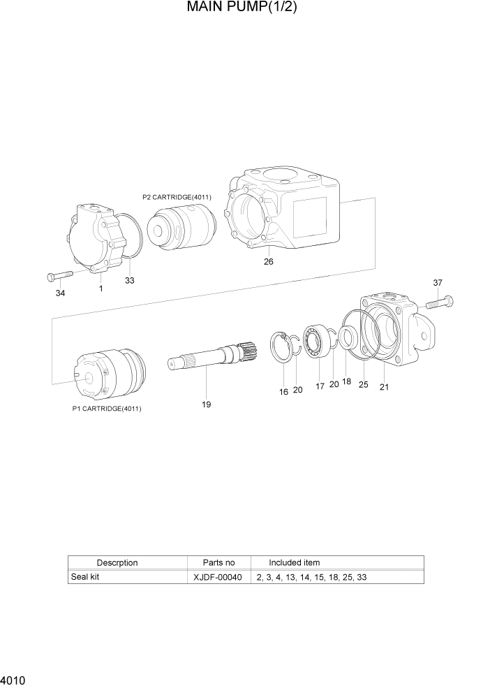 Схема запчастей Hyundai HL780-7A - PAGE 4010 MAIN PUMP(1/2) ГИДРАВЛИЧЕСКИЕ КОМПОНЕНТЫ