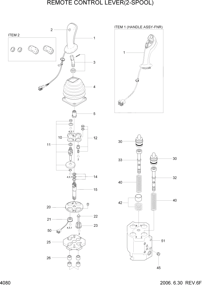 Схема запчастей Hyundai HL780-7A - PAGE 4080 REMOTE CONTROL LEVER(2-SPOOL) ГИДРАВЛИЧЕСКИЕ КОМПОНЕНТЫ