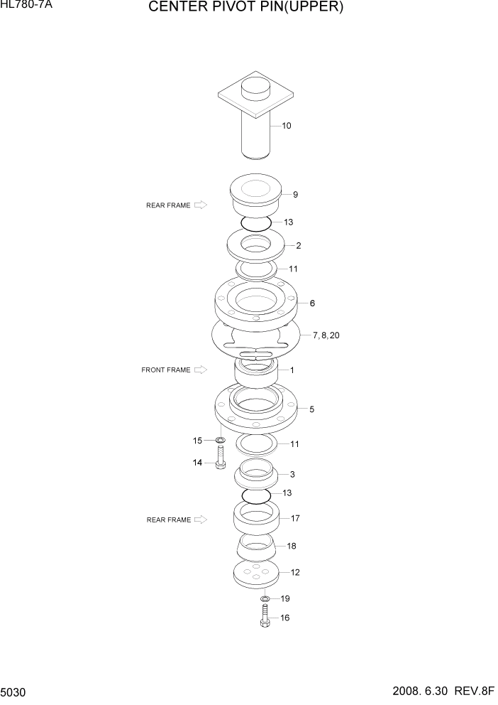 Схема запчастей Hyundai HL780-7A - PAGE 5030 CENTER PIVOT PIN(UPPER) СТРУКТУРА