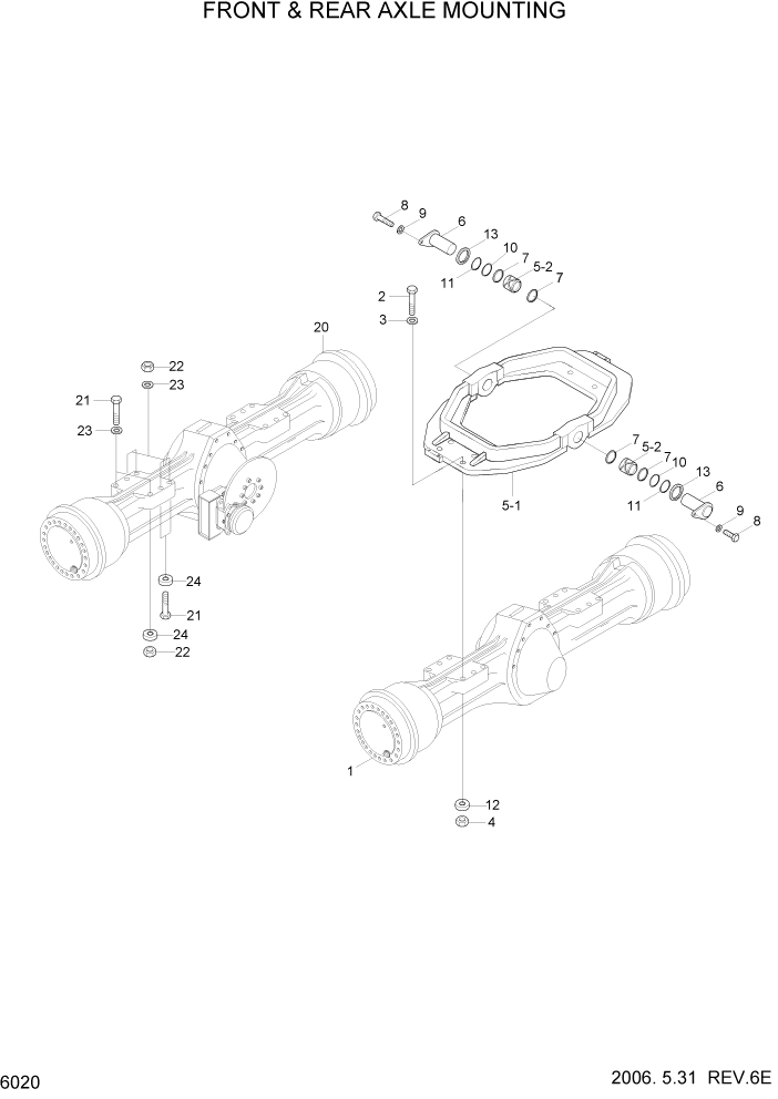 Схема запчастей Hyundai HL780-7A - PAGE 6020 FRONT & REAR AXLE MOUNTING СИЛОВАЯ СИСТЕМА