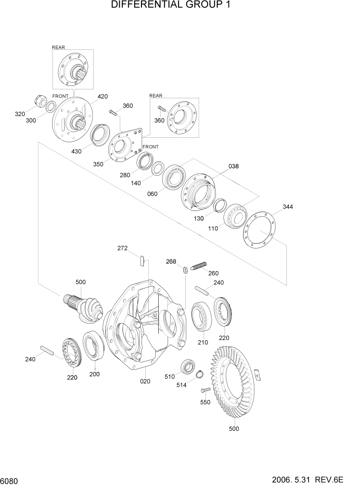 Схема запчастей Hyundai HL780-7A - PAGE 6080 DIFFERENTIAL GROUP 1 СИЛОВАЯ СИСТЕМА