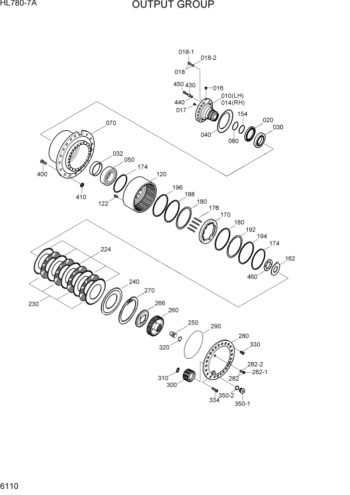 Схема запчастей Hyundai HL780-7A - PAGE 6110 OUTPUT GROUP СИЛОВАЯ СИСТЕМА