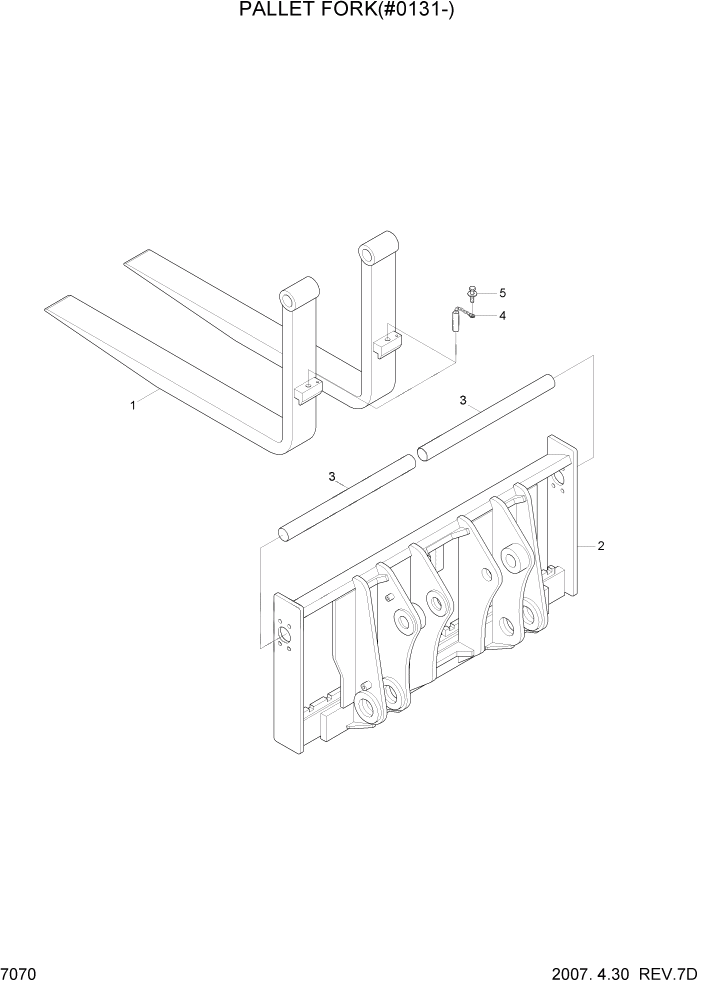 Схема запчастей Hyundai HL780-7A - PAGE 7070 PALLET FORK(#0131-) РАБОЧЕЕ ОБОРУДОВАНИЕ