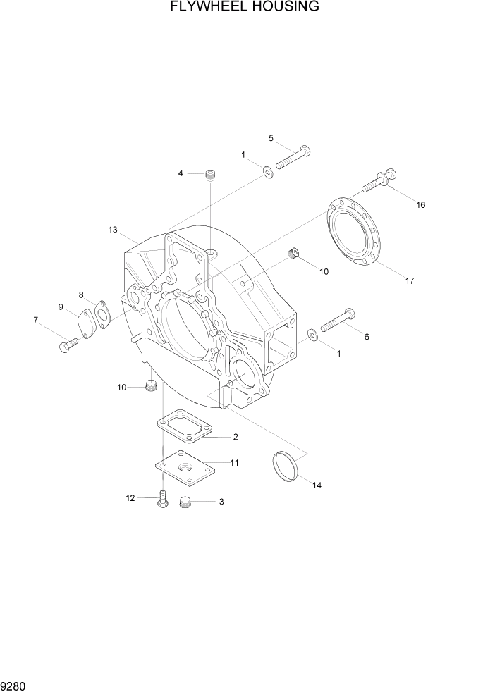 Схема запчастей Hyundai HL780-7A - PAGE 9280 FLYWHEEL HOUSING ДВИГАТЕЛЬ БАЗА