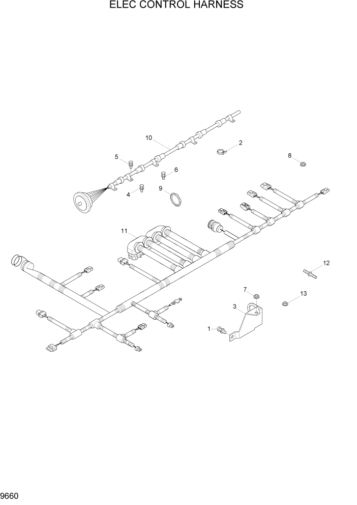 Схема запчастей Hyundai HL780-7A - PAGE 9660 ELEC CONTROL HARNESS ДВИГАТЕЛЬ БАЗА