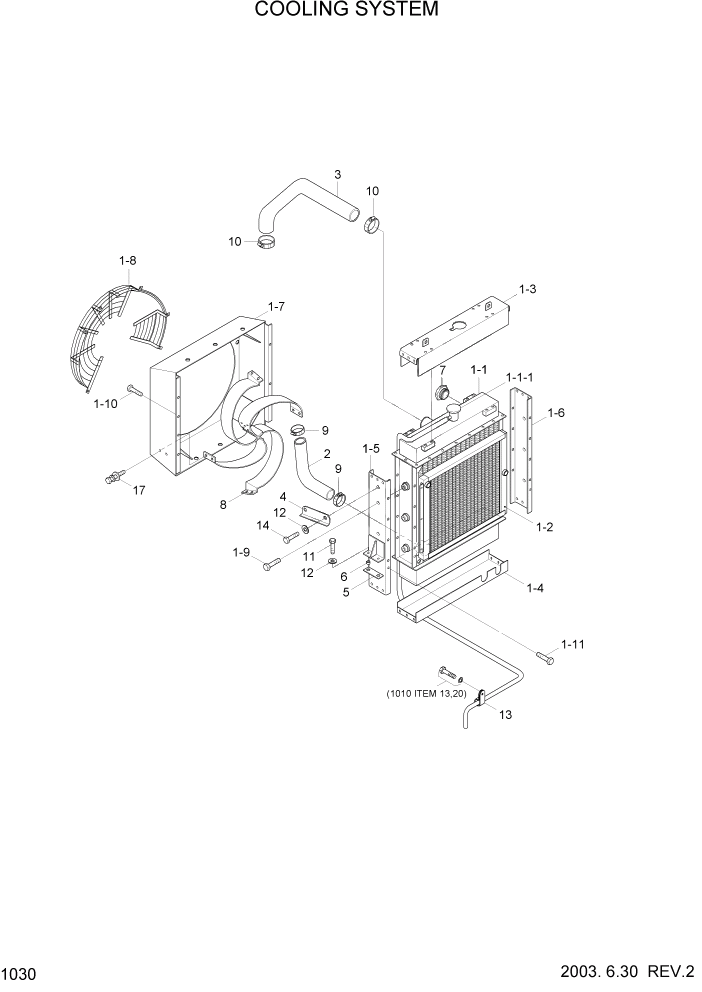 Схема запчастей Hyundai HL740-3ATM - PAGE 1030 COOLING SYSTEM ДВИГАТЕЛЬ