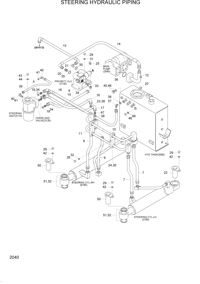 Схема запчастей Hyundai HL740-3ATM - PAGE 2040 STEERING HYDRAULIC PIPING ГИДРАВЛИЧЕСКАЯ СИСТЕМА