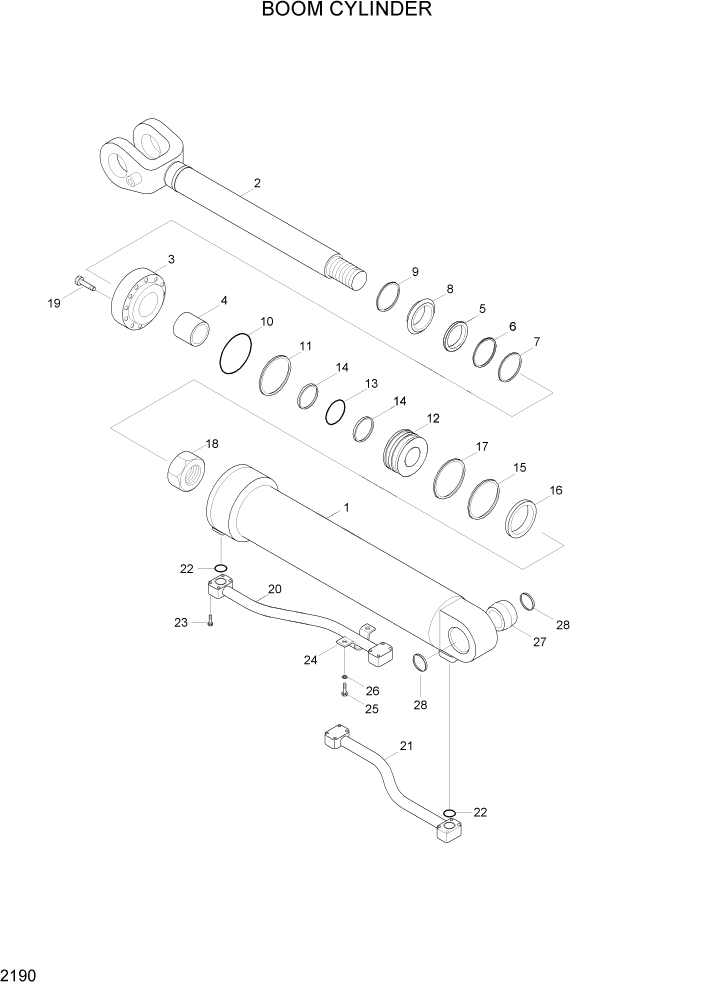 Схема запчастей Hyundai HL740-3ATM - PAGE 2190 BOOM CYLINDER ГИДРАВЛИЧЕСКАЯ СИСТЕМА