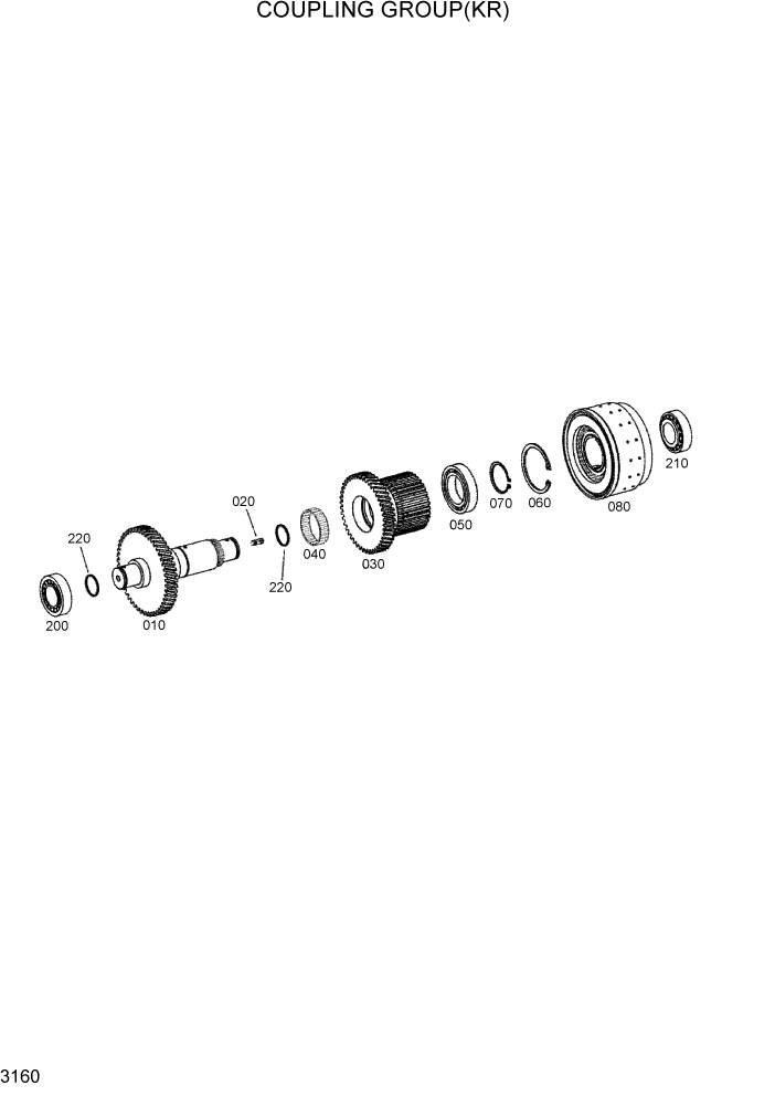 Схема запчастей Hyundai HL740-3ATM - PAGE 3160 COUPLING GROUP(KR) ТРАНСМИССИЯ