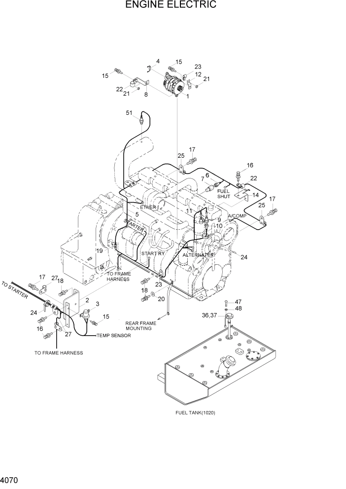 Схема запчастей Hyundai HL740-3ATM - PAGE 4070 ENGINE ELECTRIC ЭЛЕКТРИЧЕСКАЯ СИСТЕМА