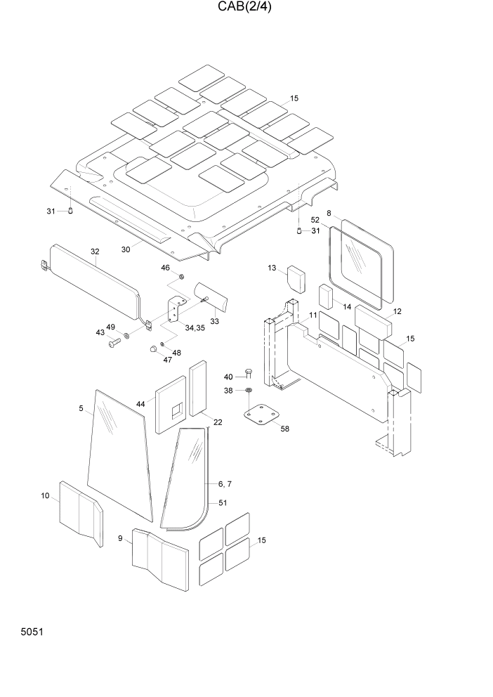 Схема запчастей Hyundai HL740-3ATM - PAGE 5051 CAB(2/4) СТРУКТУРА