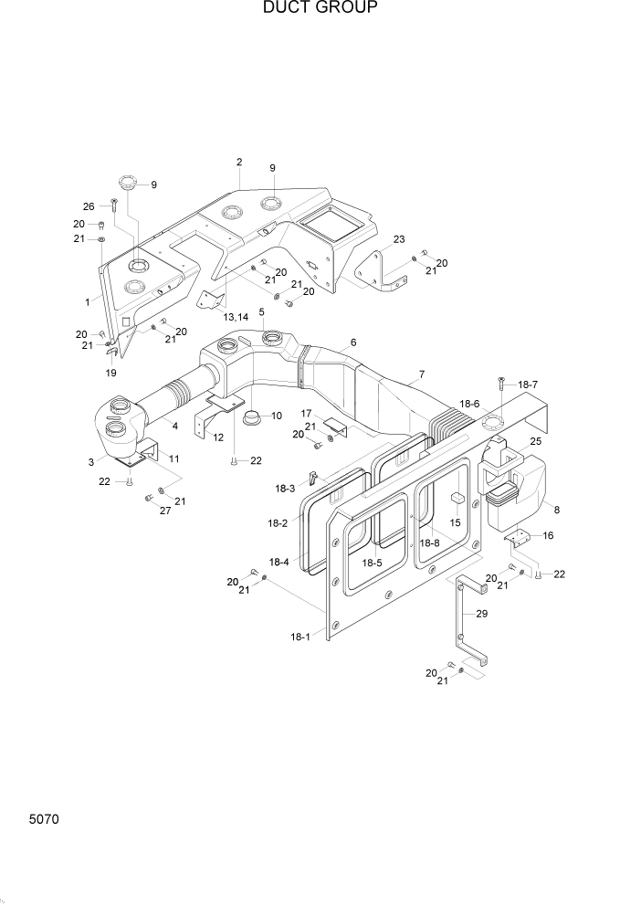 Схема запчастей Hyundai HL740-3ATM - PAGE 5070 DUCT GROUP СТРУКТУРА