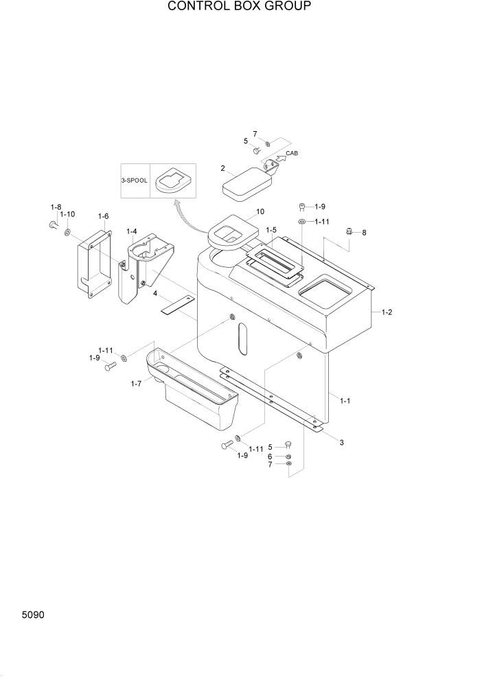 Схема запчастей Hyundai HL740-3ATM - PAGE 5090 CONTROL BOX GROUP СТРУКТУРА