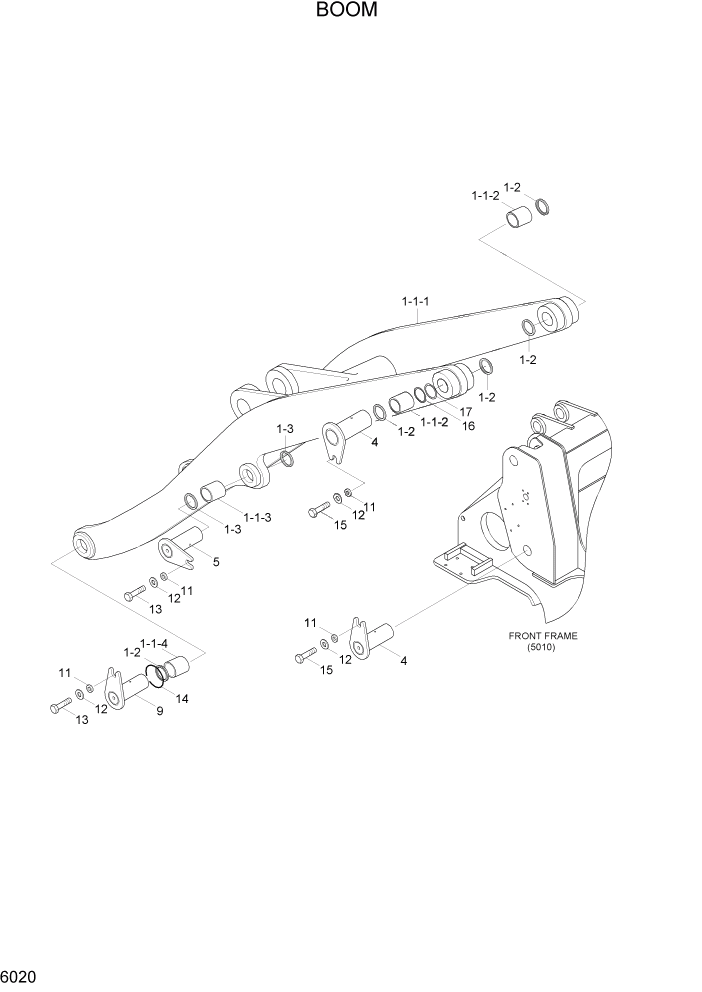 Схема запчастей Hyundai HL740-3ATM - PAGE 6020 BOOM РАБОЧЕЕ ОБОРУДОВАНИЕ