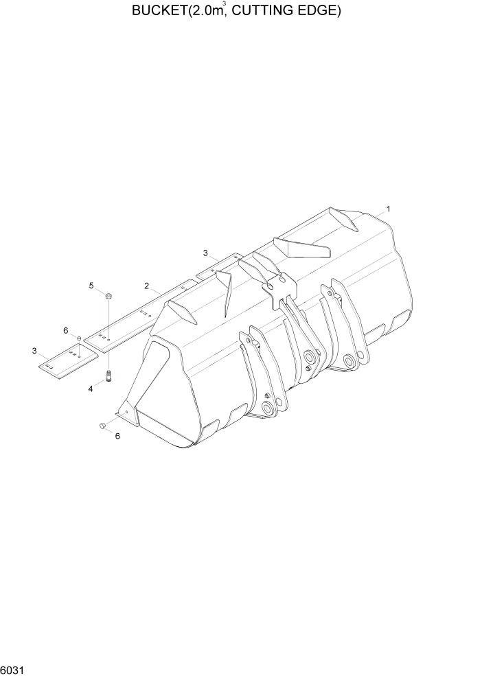 Схема запчастей Hyundai HL740-3ATM - PAGE 6031 BUCKET(2.0M3, CUTTING EDGE) РАБОЧЕЕ ОБОРУДОВАНИЕ