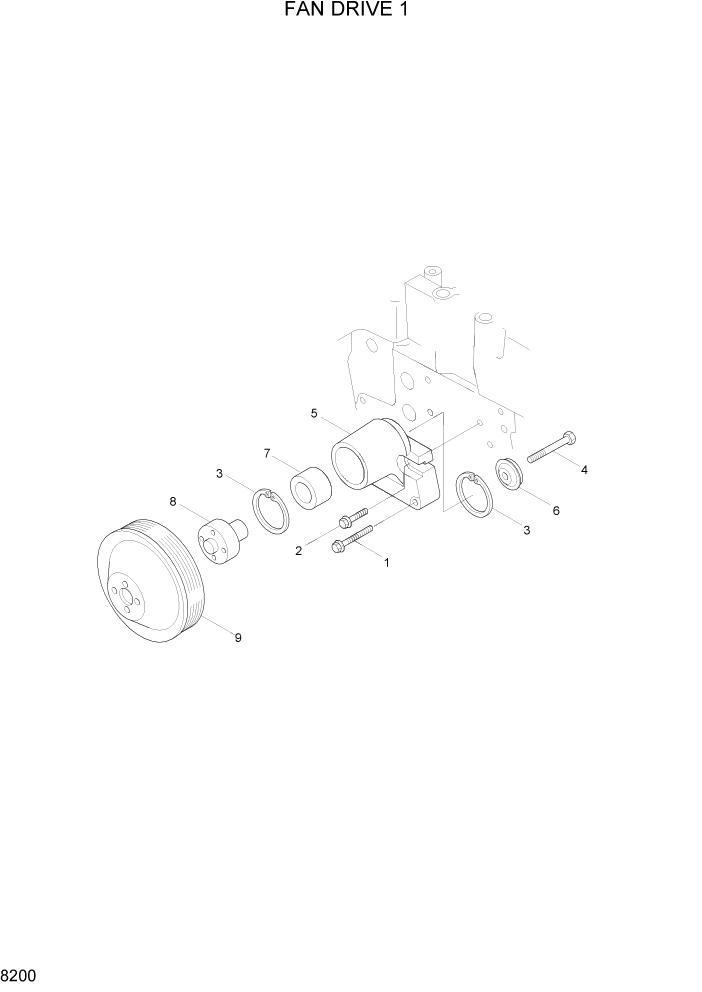 Схема запчастей Hyundai HL740-3ATM - PAGE 8200 FAN DRIVE 1 ДВИГАТЕЛЬ БАЗА