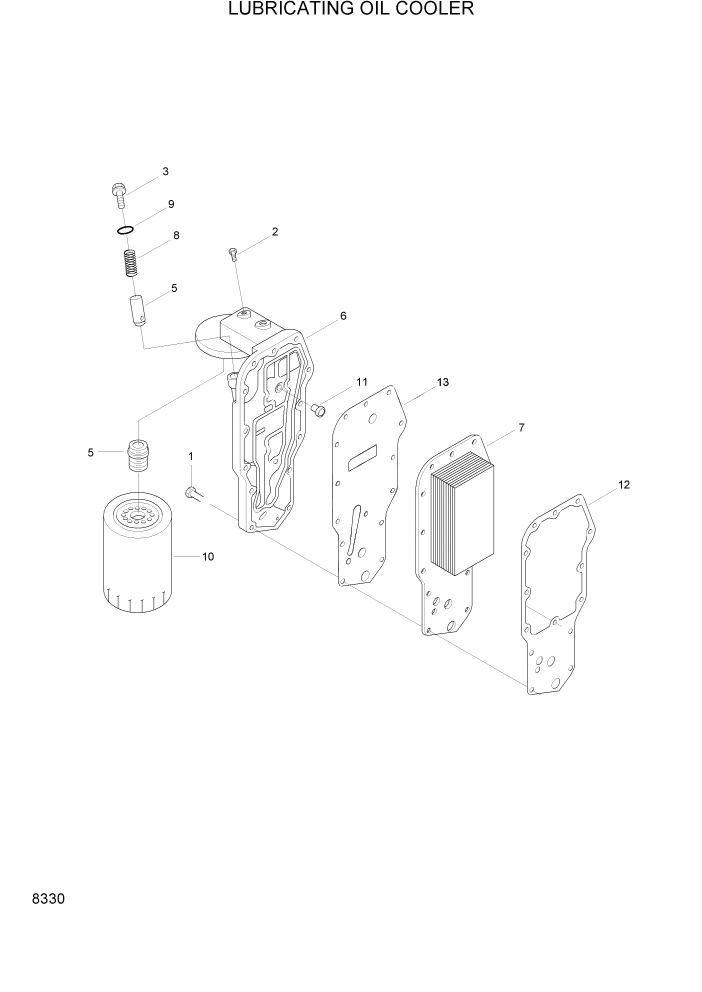 Схема запчастей Hyundai HL740-3ATM - PAGE 8330 LUBRICATING OIL COOLER ДВИГАТЕЛЬ БАЗА