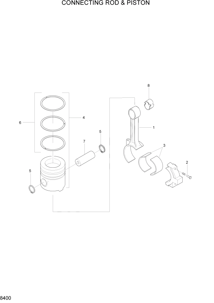 Схема запчастей Hyundai HL740-3ATM - PAGE 8400 CONNECTING ROD & PISTON ДВИГАТЕЛЬ БАЗА